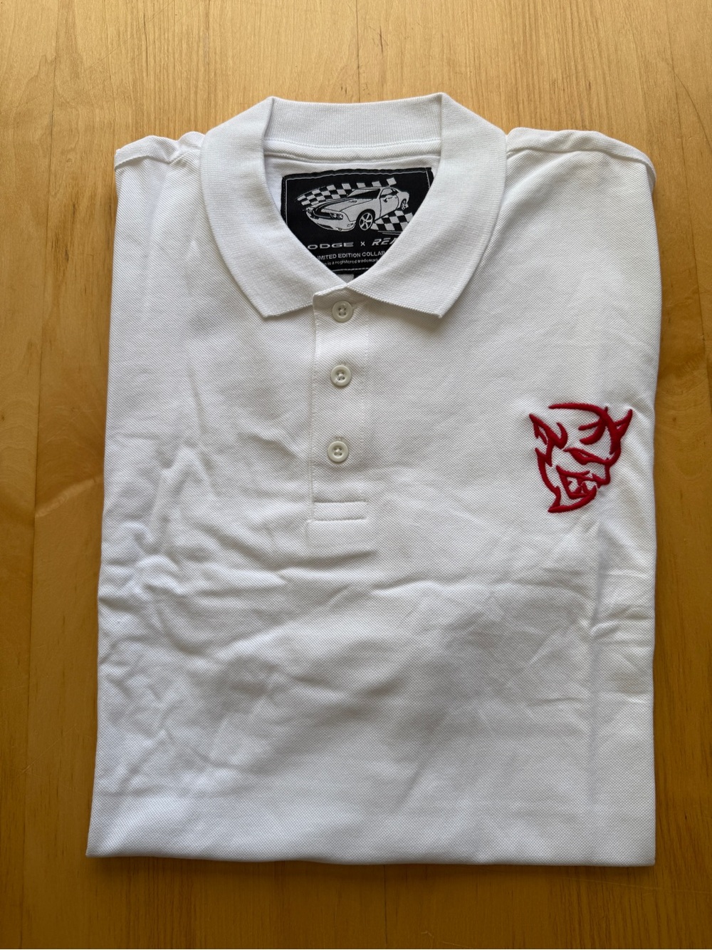 Dodge x Reason Demon Polo Shirt XXL White Limited Edition Hellcat SRT